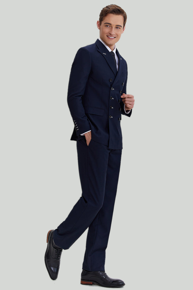 Load image into Gallery viewer, Men&#39;s Navy 2 Piece Double Breasted Suit