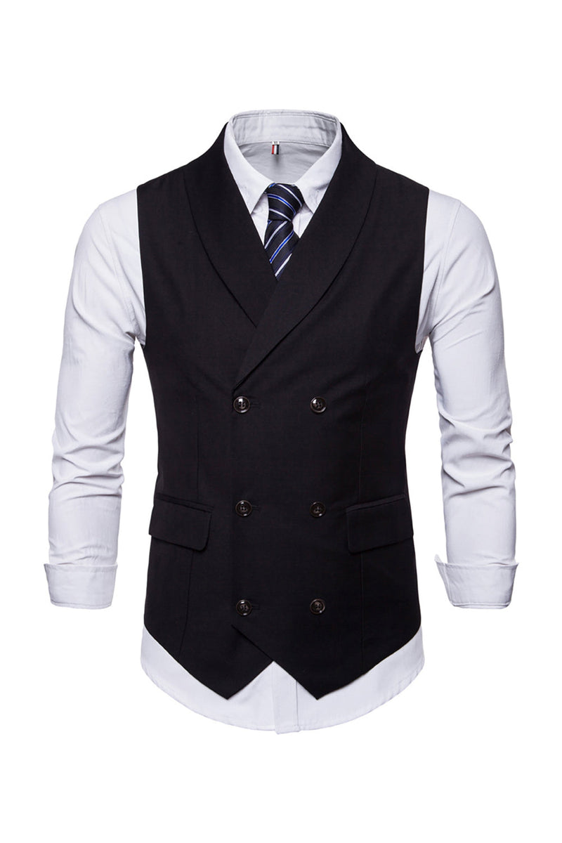 Load image into Gallery viewer, Black Single Breasted Shawl Lapel Men Vest with Shirts Accessories Set