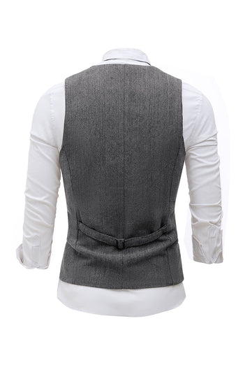 Black Single Breasted Shawl Lapel Men's Suit Vest