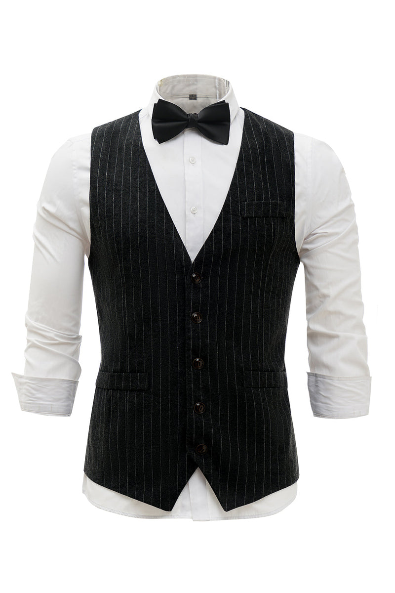 Load image into Gallery viewer, Black Shawl Lapel Men Vest with Shirts Accessories Set