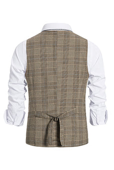 Brown Pinstripe Double Breasted Shawl Lapel Men's Suit Vest