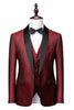 Load image into Gallery viewer, Black Shawl Lapel Jacquard 3 Pieces Men&#39;s Suits