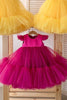 Load image into Gallery viewer, Tulle Cap Sleeves Fuchsia Flower Girl Dress