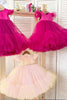 Load image into Gallery viewer, Tulle Cap Sleeves Fuchsia Flower Girl Dress