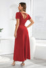 Load image into Gallery viewer, A Line V Neck Gold Long Wedding Guest Party Dress with Belt