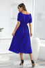 Load image into Gallery viewer, A Line V Neck Blue Wedding Guest Party Dress with Belt