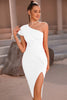 Load image into Gallery viewer, One Shoulder White Bodycon Cocktail Dress