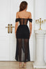 Load image into Gallery viewer, Off the Shoulder Black Corset Party Dress