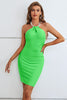 Load image into Gallery viewer, Green Halter Backless Bodycon Cocktail Dress
