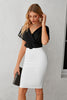 Load image into Gallery viewer, Black and White Bodycon V-Neck Cocktail Dress With Belt