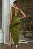 Load image into Gallery viewer, Green Sleeveless Drawstring Open Back Cocktail Dress