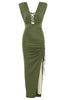 Load image into Gallery viewer, Green Sleeveless Drawstring Open Back Cocktail Dress