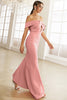 Load image into Gallery viewer, Blush Off the Shoulder Irregular Mermaid Prom Dress With Ruffles