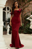 Load image into Gallery viewer, Burgundy One Shoulder Mermaid Long Prom Dress With Ruffles