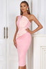 Load image into Gallery viewer, Blush One Shoulder Bodycon Cocktail Dress With Back Slit