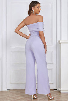 Lavender Off the Shoulder Prom Jumpsuits