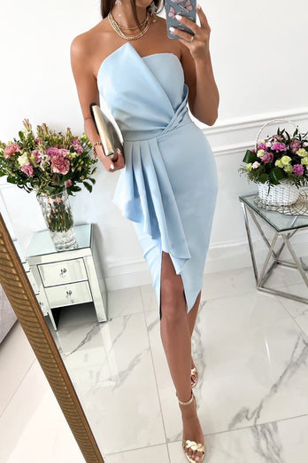 Strapless Bodycon Cocktail Dress with Pleated