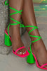 Load image into Gallery viewer, Green Strappy Open Toe Block Heeled Sandal