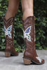 Load image into Gallery viewer, Black Stitched Chunky Heel Cowboy High Boots