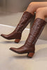 Load image into Gallery viewer, Black Stitched Chunky Heel High Western Boots