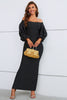 Load image into Gallery viewer, Off The Shoulder Black Formal Dress with Puff Sleeves