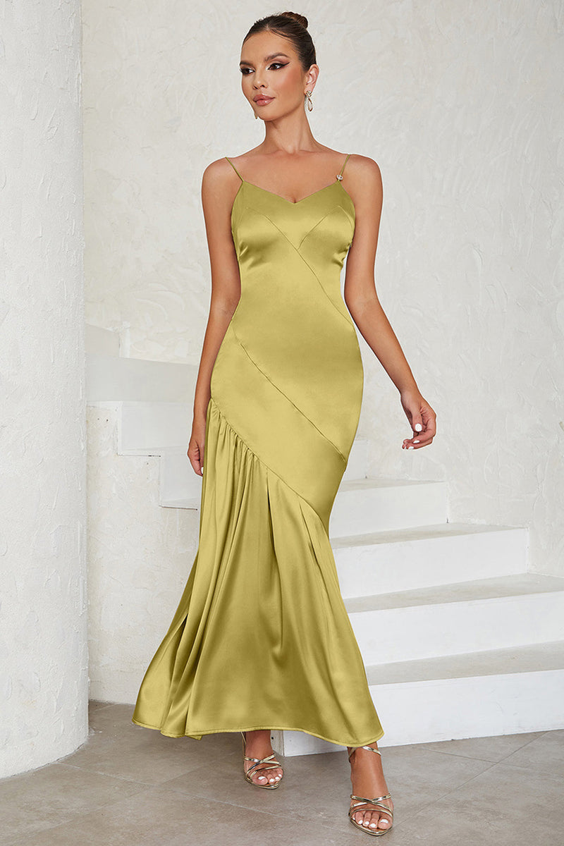 Load image into Gallery viewer, Spaghetti Straps Light Yellow Formal Dress