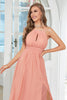 Load image into Gallery viewer, A-Line Keyhole Dusty Rose Long Formal Dress with Slit