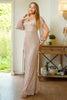 Load image into Gallery viewer, Glitter Mermaid Long Sleeves Apricot Formal Dress
