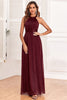 Load image into Gallery viewer, Sparkly Halter Burgundy Party Dress with Open Back
