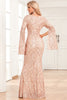 Load image into Gallery viewer, Mermaid Sparkly Champagne Formal Dress with Sleeves