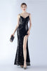Load image into Gallery viewer, Burgundy Spaghetti Straps V-neck Swquin Sheath Formal Dress with Slit