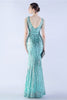 Load image into Gallery viewer, Lilac Mermaid V Neck Sequin and Beaded Ostrich Feathers Evening Dress With Slit