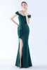 Load image into Gallery viewer, Navy Off the Shoulder Mermaid Crepe Formal Dress with Slit