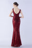 Load image into Gallery viewer, Lilac Mermaid V Neck Side Slit Beaded Evening Dress With Feather