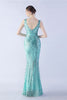 Load image into Gallery viewer, Lilac Mermaid V Neck Side Slit Beaded Evening Dress With Feather