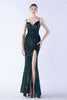 Load image into Gallery viewer, Glitter Mermaid Spaghetti Straps Beaded Symphony Black Formal Dress With Side Slit