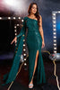 Load image into Gallery viewer, Peacock One Shoulder Chiffon and Sequin Mermaid Formal Dress