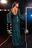 Load image into Gallery viewer, Peacock Sequin V-neck Long Sleeves Mermaid Formal Dress