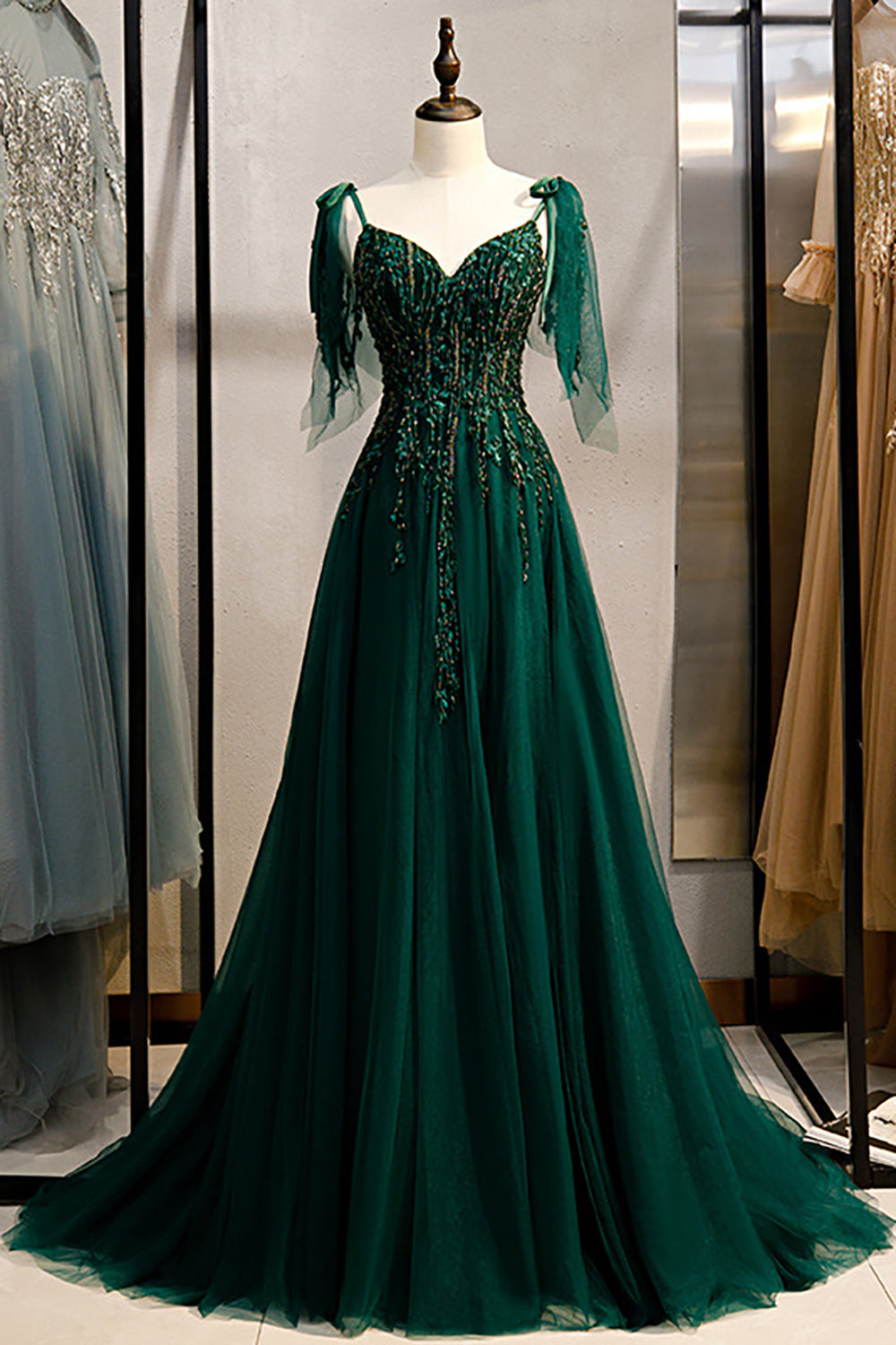 ZAPAKA Women Dark Green Prom Dress with Beading A-Line Spaghetti Straps Party Dress ZAPAKA UK ZAPAKA Women Dark Green Prom Dress with Beading A-Line Spaghetti Straps Party Dress ZAPAKA UK