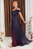 Load image into Gallery viewer, Glitter A-Line Purple Prom Dress with Shoulder