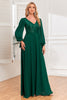 Load image into Gallery viewer, Dark Green A-Line V Neck Long Prom Dress With Sequins