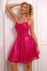 Load image into Gallery viewer, Sparkly A-Line Spaghetti Straps Hot Pink Cocktail Dress
