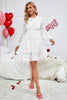 Load image into Gallery viewer, White A-Line Round Neck Casual Dress With Long Sleeves