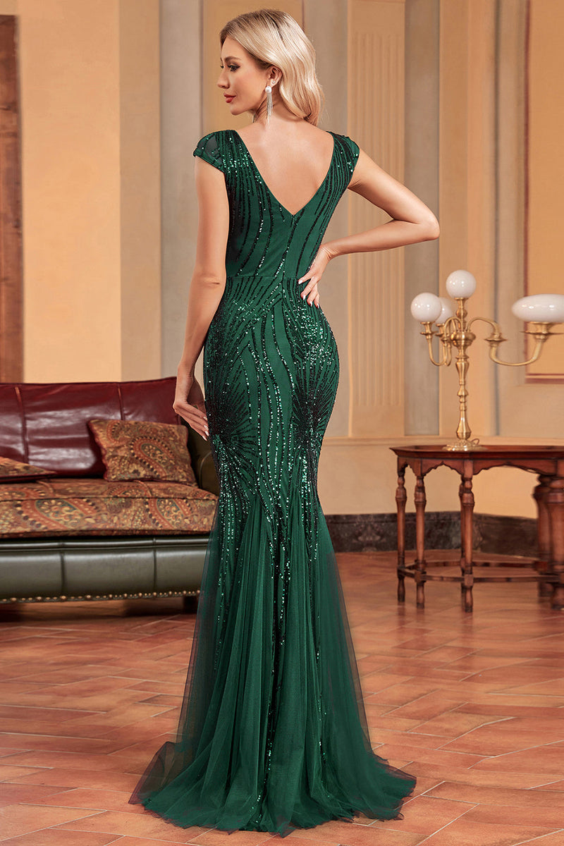 Load image into Gallery viewer, Mermaid Dark Green Long Prom Dress