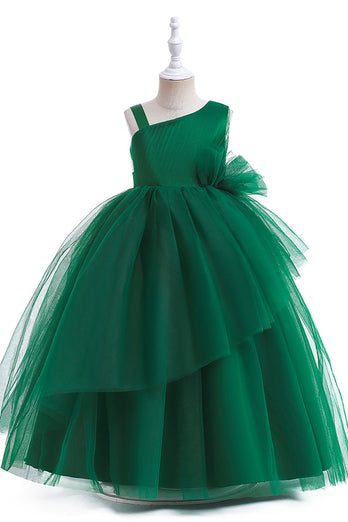 Dark Green A Line Sleeveless Girl Dress