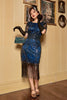Load image into Gallery viewer, Gold Sequins Fringe 1920s Dress with Sleeves