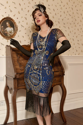 Blue 1920 Retro Sequin Dress