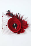 Burgundy Feathered 1920s Party Headpiece