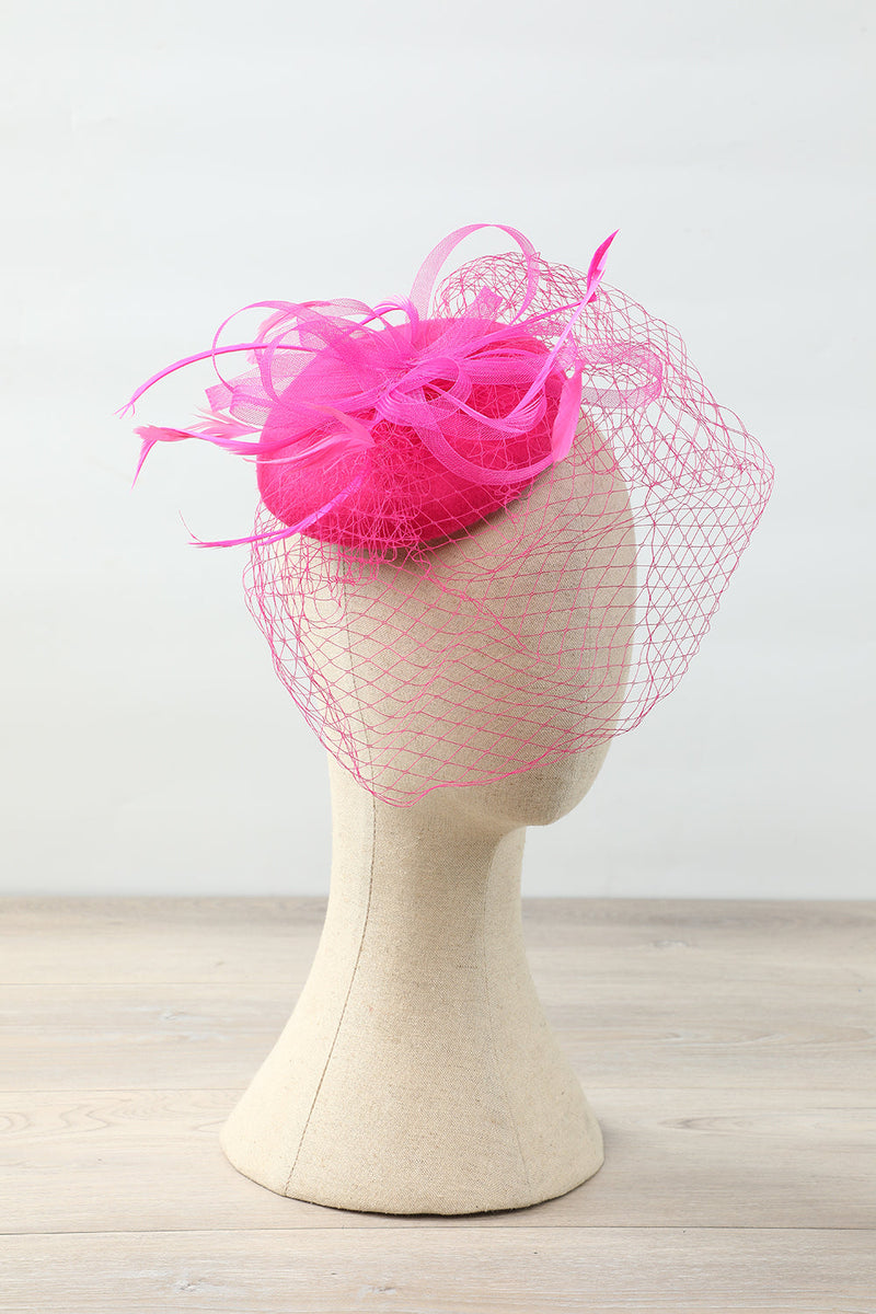 Load image into Gallery viewer, Fuchsia Women 1920s Party Headpiece With Veil