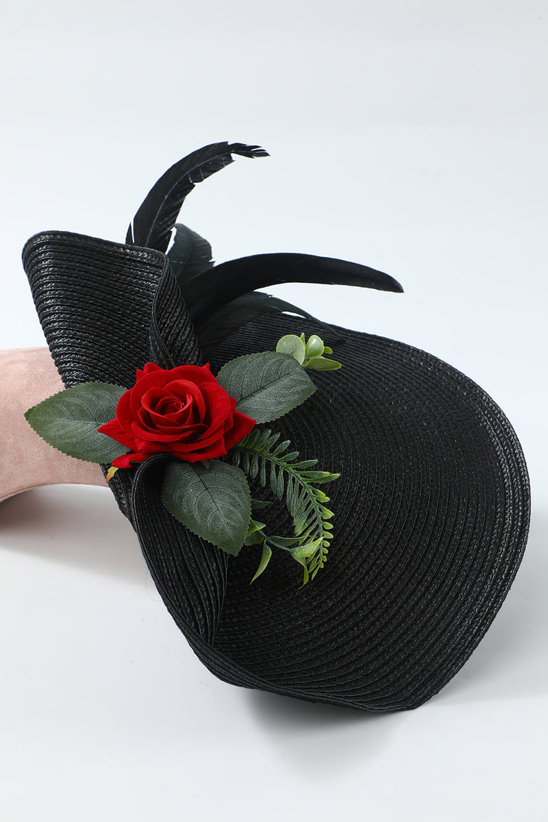 Load image into Gallery viewer, Black 1920s Party Accessory with Flower